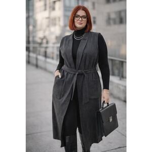 🖤 Banana Republic Sleeveless Long Vest Cardigan | XL | Belted Duster Vest